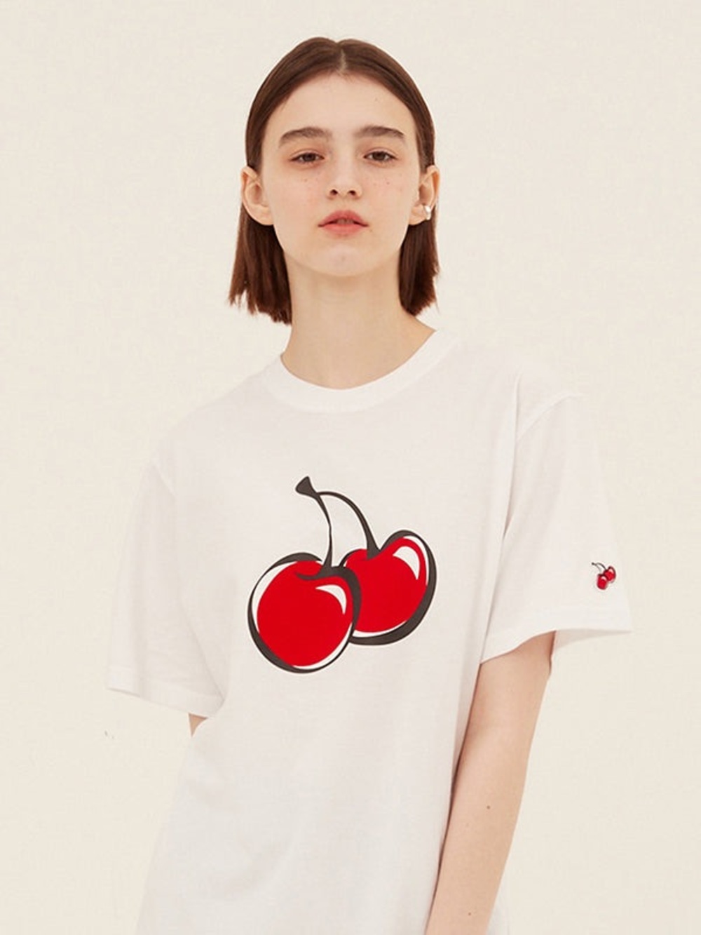 KIRSH Big Cherry Graphic 100% Cotton White Tee